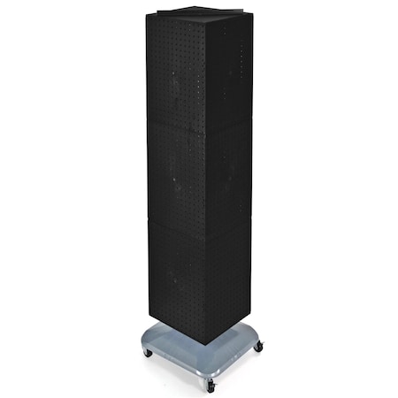 Azar Displays Four-Sided Pegboard Tower Revolving Display Panel Size 14"W x 60"H 701465-BLK